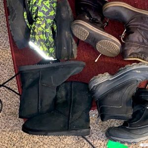 Sheepskin boots with kids boots